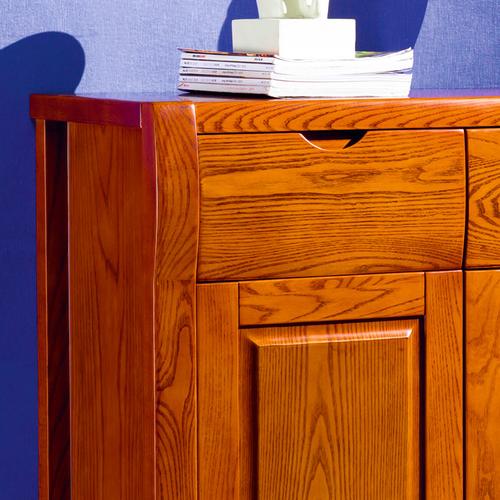 实木鞋柜现代简约水曲柳木质两门对开门储物柜客厅家具